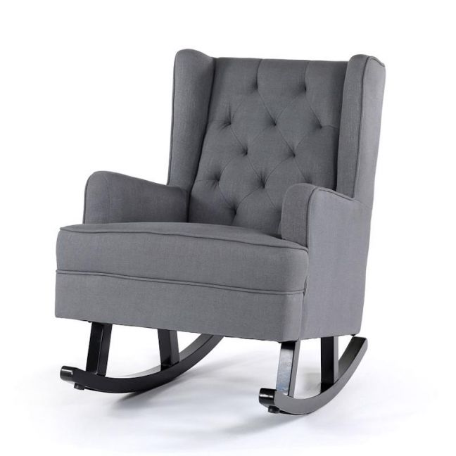 Isla Wingback Rocking Chair | Wolf Grey with Black Legs