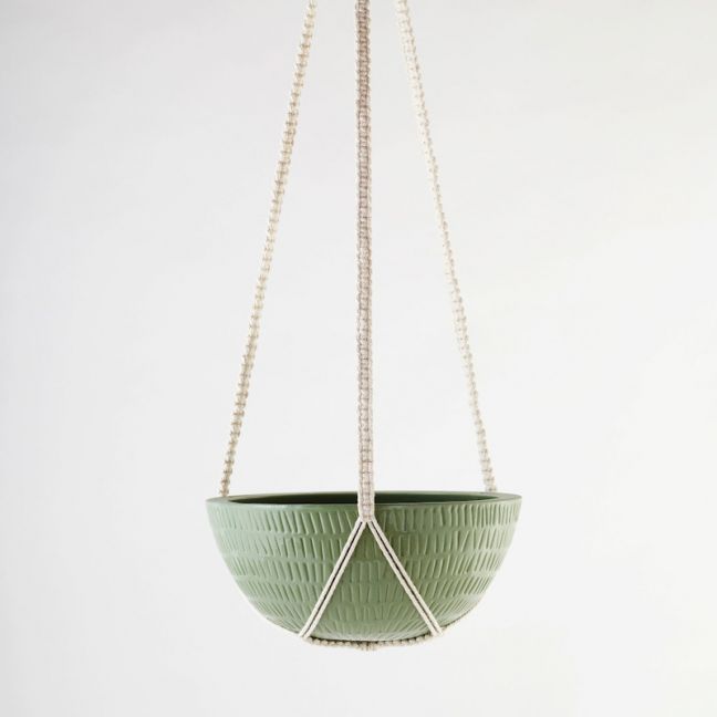 Macrame Hanging Planter by Angus & Celeste | Olive Green | Large