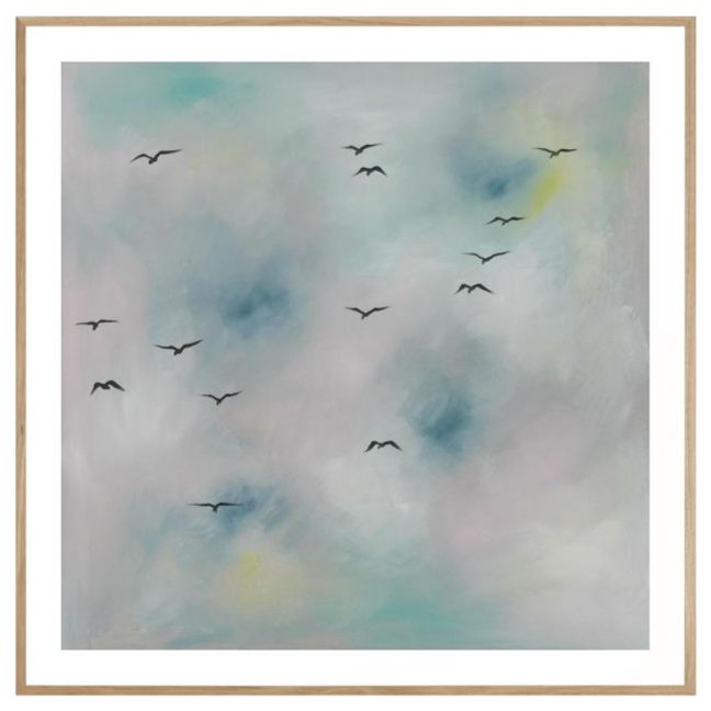 Multicoloured Clouds With Black Birds | P1001-216 | Framed Print | Colour Clash Studio