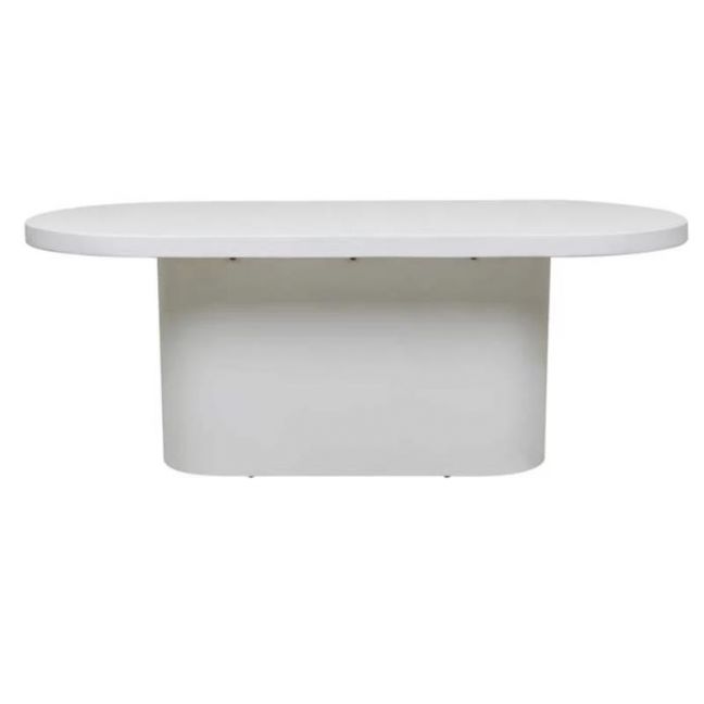 Ossa Concrete Oval Dining Table White, Oval Pedestal Table White