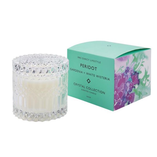 Peridot Candle by Mrs Darcy | Gardenia and White Wisteria
