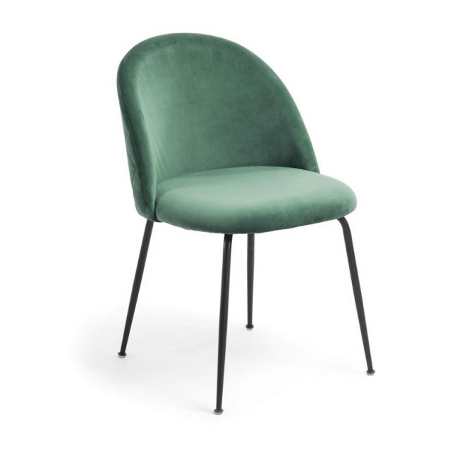 Ivonne Velvet Chair | Emerald Green with Black Legs