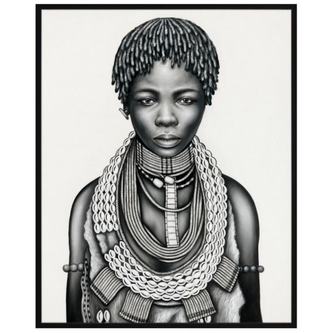 Tribal Girl with Dreadlocks | P3029-Mono | Framed Canvas Print | Colour Clash Studio