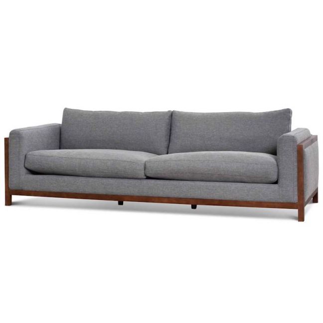 Wilford1 3 Seater Fabric Sofa | Graphite Grey with Walnut Frame